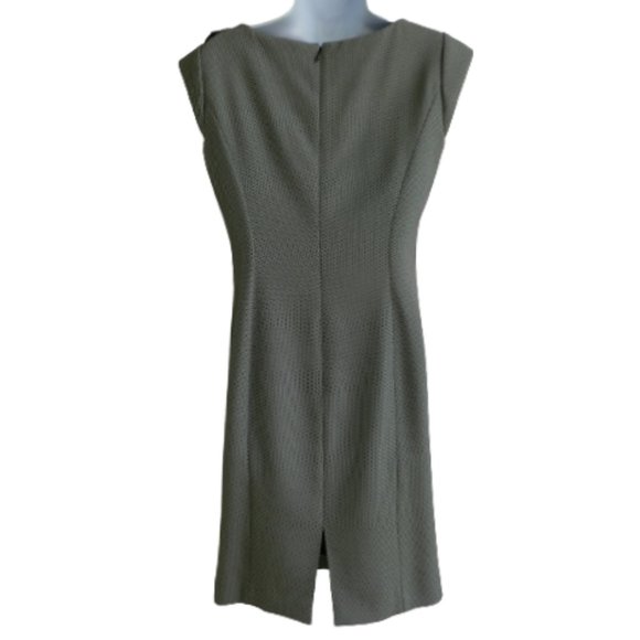 Tahari Arthur S Levine Micro Dot Sheath Dress Bow Neckline Princess Seams Line 4 - Picture 2 of 8